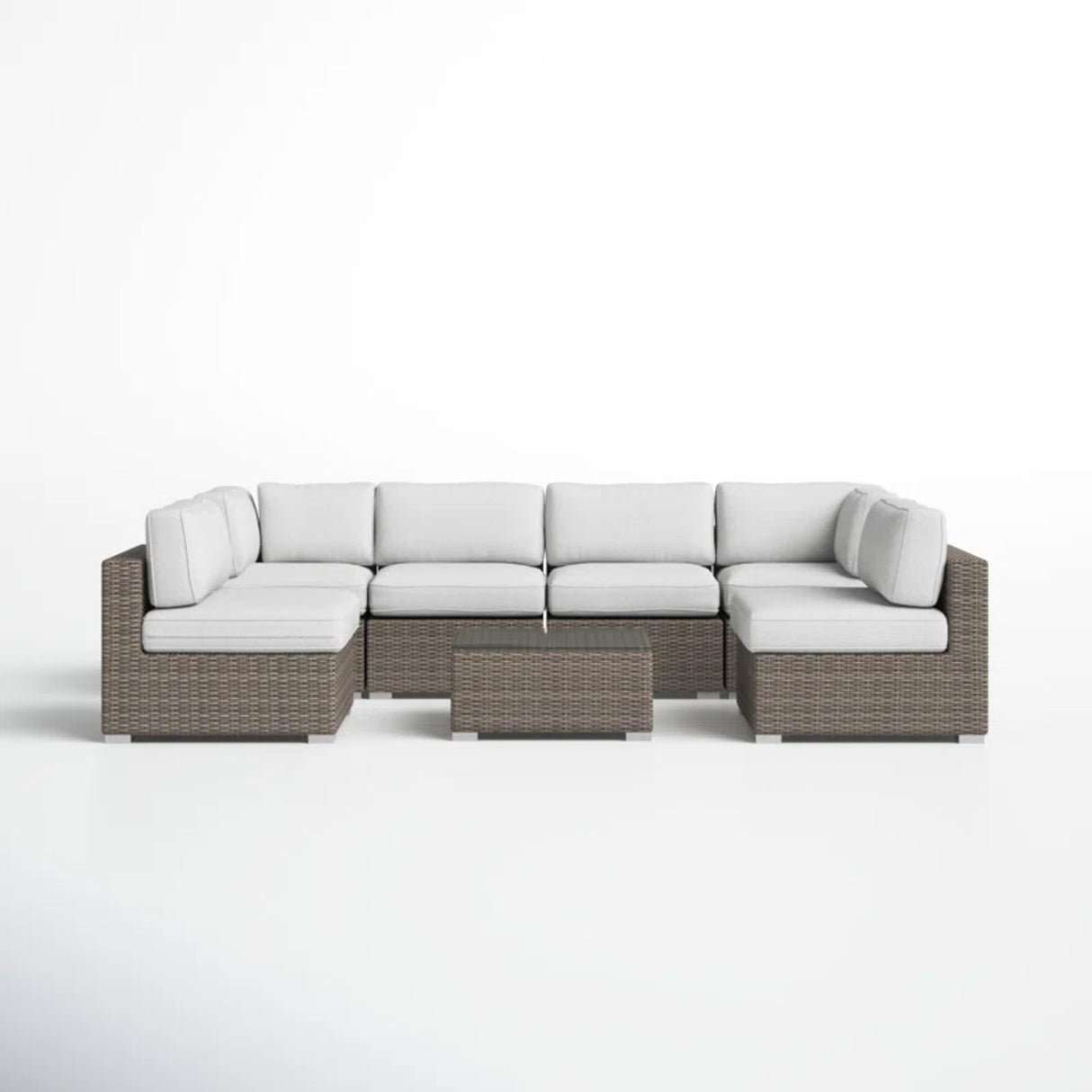 6-Person All-Weather Handwoven Wicker Patio Sectional Set