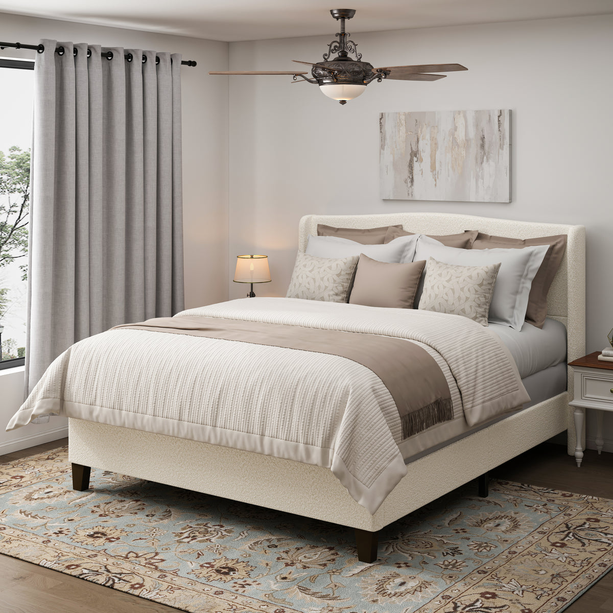 King Teddy Velvet Upholstered Platform Bed Frame
