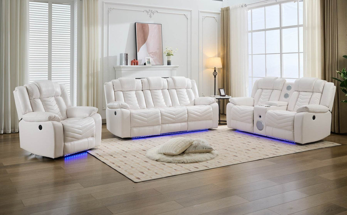 Technical Leather 6-Seat Power Reclining Sofa Set With USB Charger