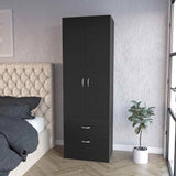 Black Particle Board Alabama Armoire With Two Drawers