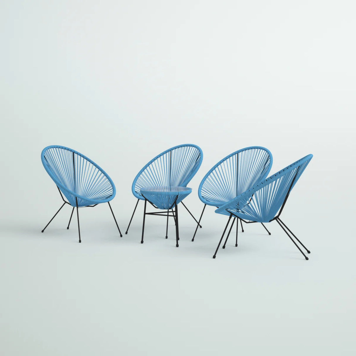 Modern 4-Seat Outdoor Aluminium Papasan Conversation Set