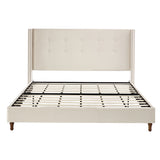 King Classic Ivory Velvet Upholstered Bed Frame