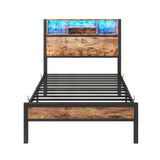 Twin Metal Platform Bed Frame With Storage Headboard Charging
