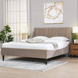 Modern Velvet Upholstered Platform Bed Frame