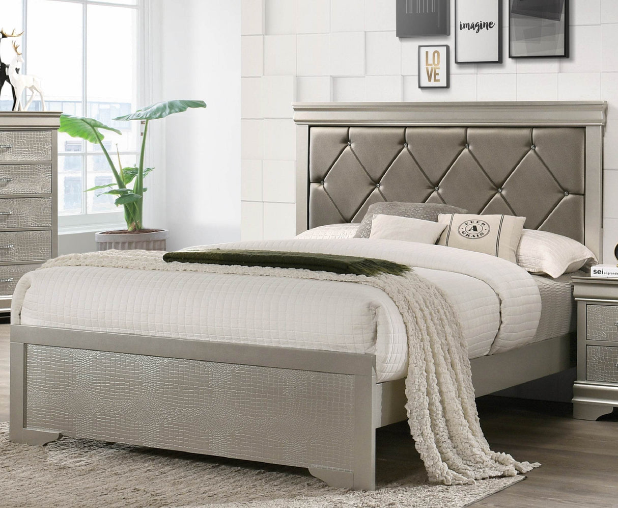 Full Size Modern Panel Bed With Upholstered Headboard