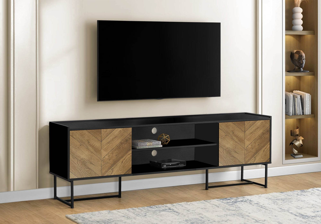 Contemporary 72-Inch Black Metal TV Stand Console - Sleep Galleria