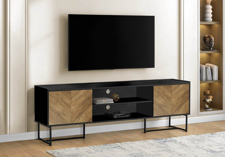 Contemporary 72-Inch Black Metal TV Stand Console - Sleep Galleria