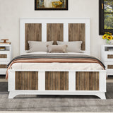 Full Farmhouse Wooden Platform Bed With Plywood Slats