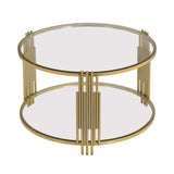 Modern Round Tempered Glass Coffee Table With Shelf - Sleep Galleria