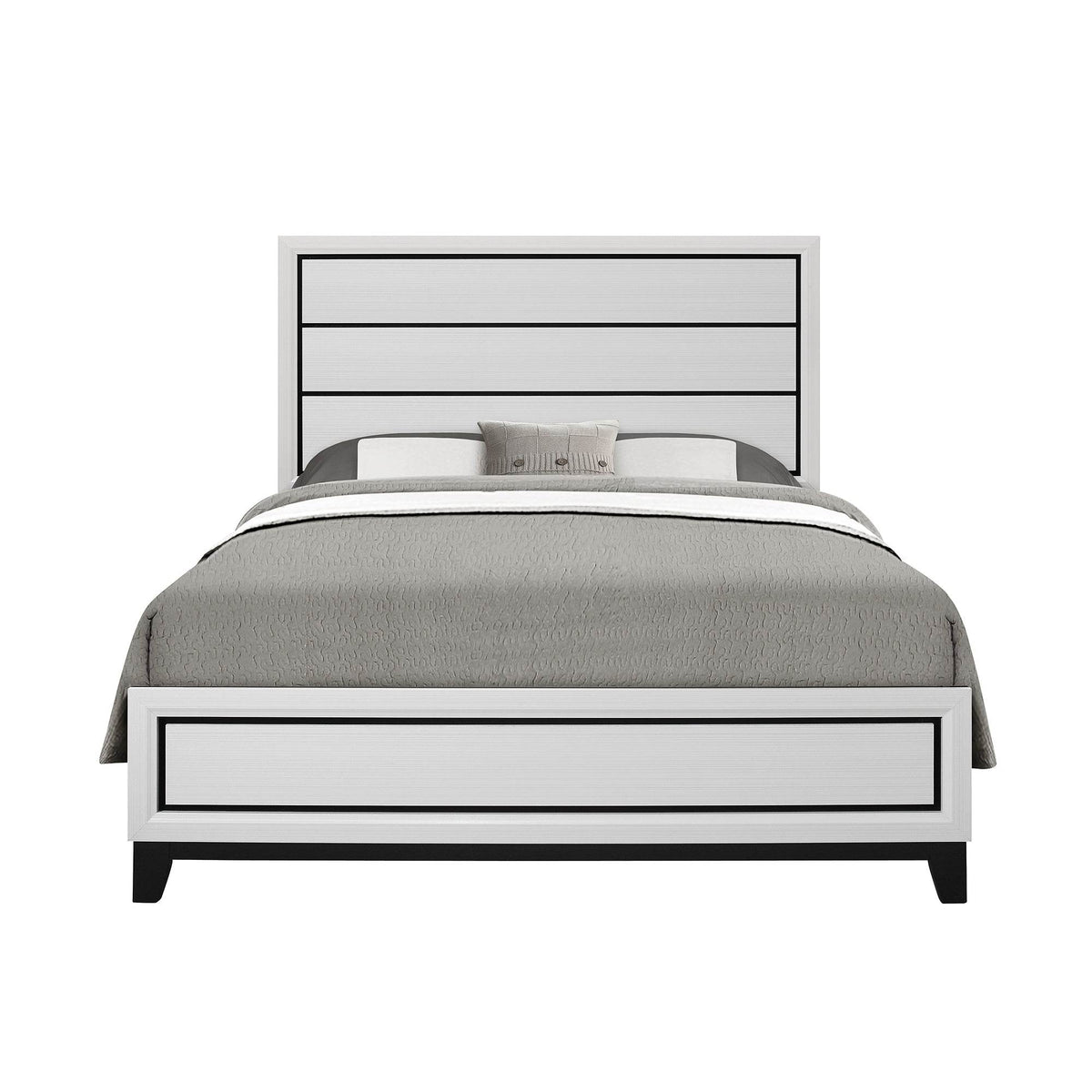 Transitional White Rubberwood Full Panel Bed Frame