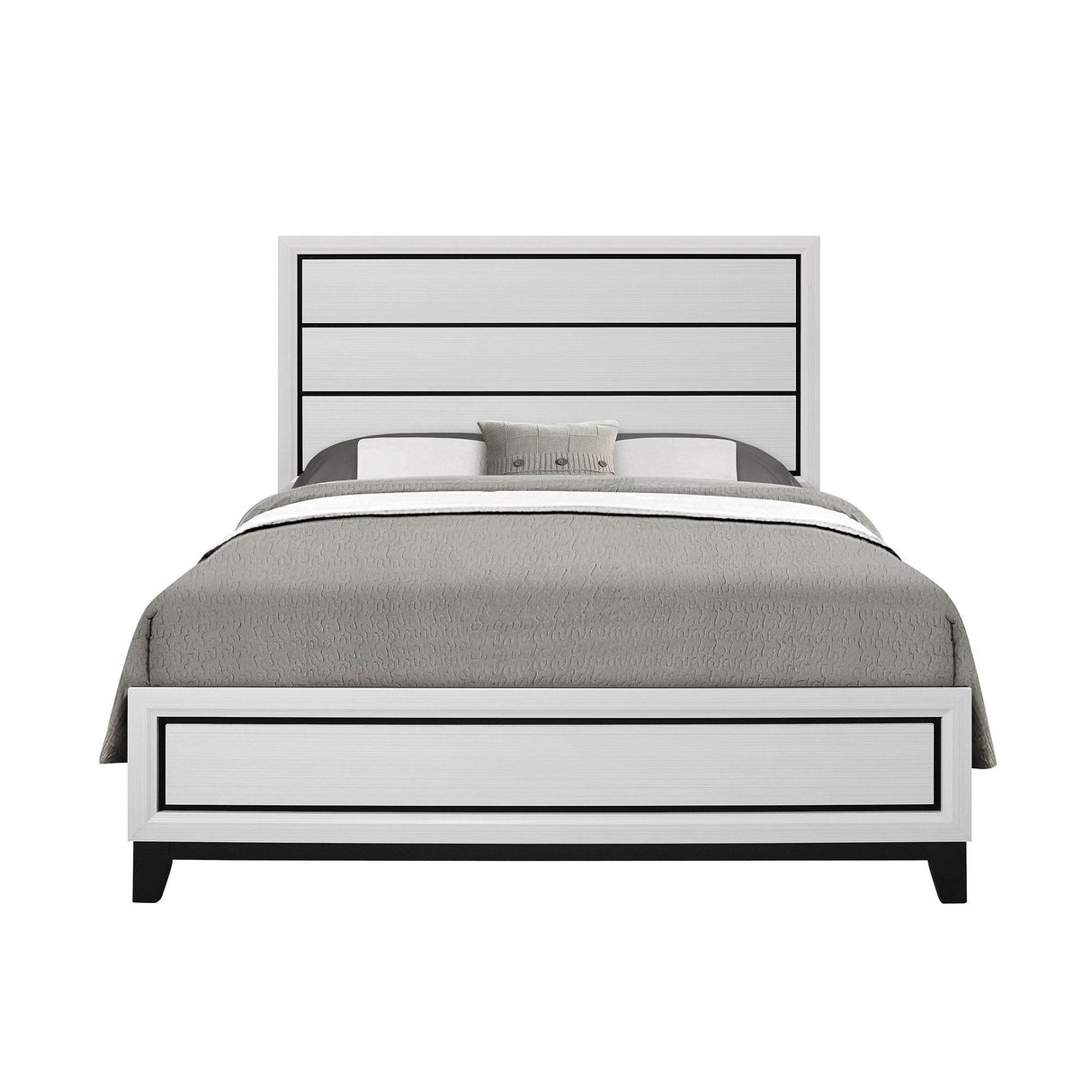 Transitional White Rubberwood Full Panel Bed Frame