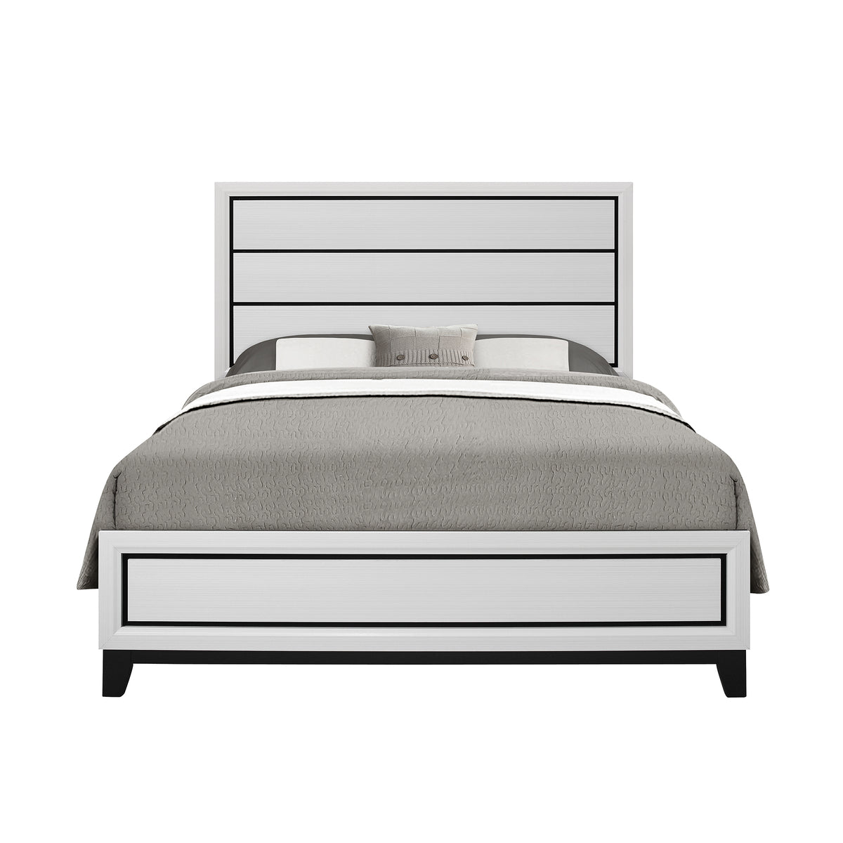 King Transitional White Rubber Wood Panel Bed Frame