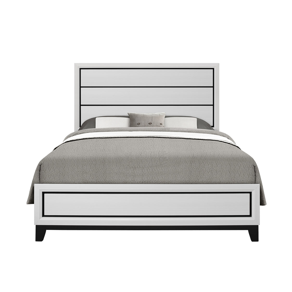 King Transitional White Rubber Wood Panel Bed Frame
