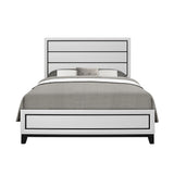 King Transitional White Rubber Wood Panel Bed Frame