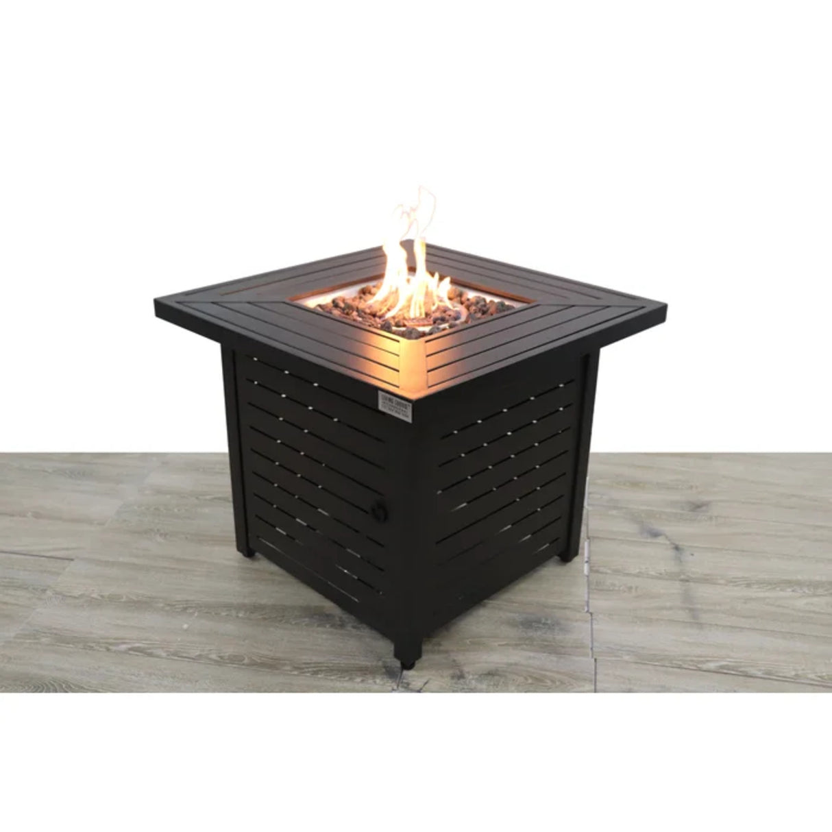 Black Steel Modern Outdoor Fire Pit Table 30-Inch