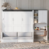 Queen Multi-Functional Murphy Bed With Sofa Desk Storage
