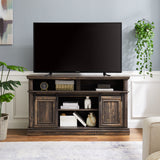 Mid Century Antique Brown MDF Media Console Table