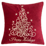 Happy Holidays Embroidered 20x20 Velvet Throw Pillow