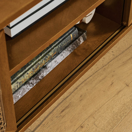 Mid Century Modern Solid Wood Rattan TV Stand - Sleep Galleria