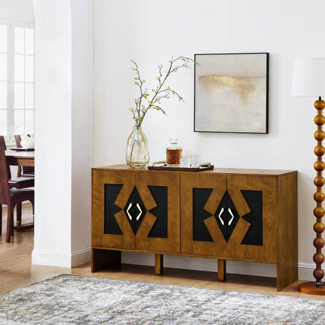 Mid Century Modern 60-Inch Walnut Storage Sideboard Cabinet - Sleep Galleria