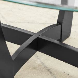 48-Inch Oval Tempered Glass Coffee Table - Sleep Galleria