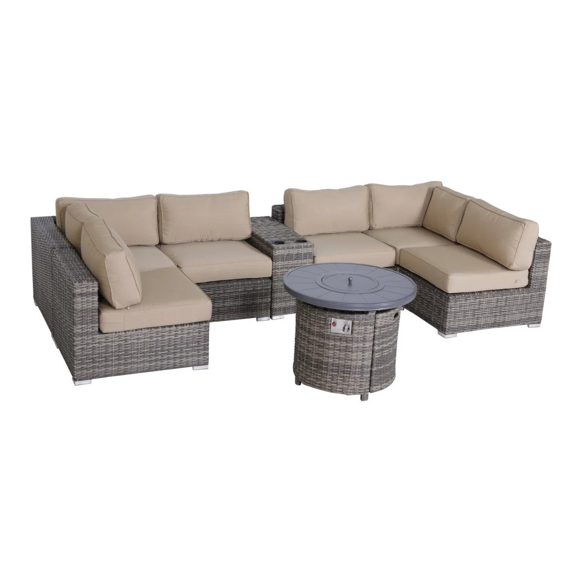 8-Piece Weather-Resistant Grey Wicker Patio Sectional Set