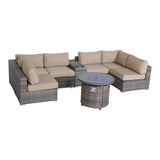 8-Piece Weather-Resistant Grey Wicker Patio Sectional Set