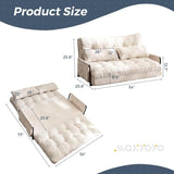 MAXYOYO Adjustable Floor Sofa Couch with 2 Pillows, Boucle Convertible Lazy Sofa Sleeper Bed with Armrest, Double Size, Living Room Furniture