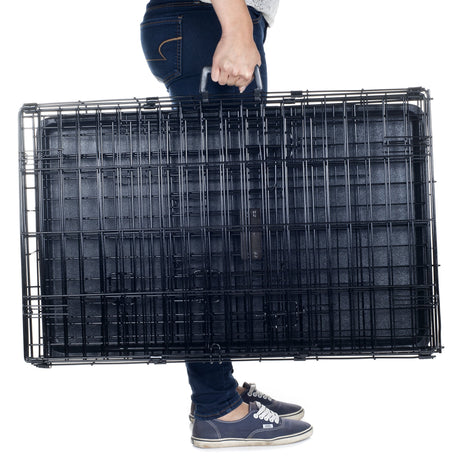 36-Inch Dog Crate - Double Door Pet Kennel with Divider Panel - Foldable Dog Cage with Carry Handle for Portability and Storage by  (Black)