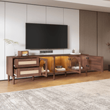 Rattan-Inspired Media Console TV Stand With Storage - Sleep Galleria