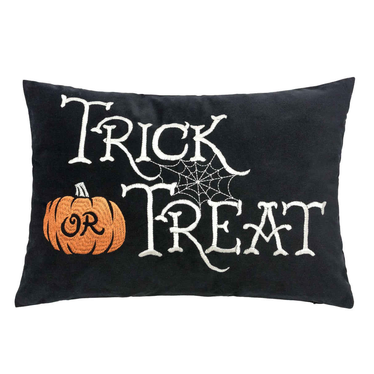Embroidered Trick Or Treat Halloween Lumbar Pillow