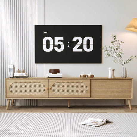 Boho Farmhouse Solid Wood TV Stand Cabinet - Sleep Galleria