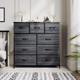DWVO Chest of Drawer with 9 Drawers for Bedroom Fabric Dresser Storage Drawers with Handles Metal Frame for Living Room, Hallway, Nursery
