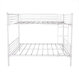 White Metal Twin-Over-Twin Bunk Bed Frame With Ladder