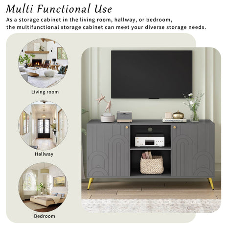 Modern Gray MDF TV Stand With Adjustable Shelf - Sleep Galleria