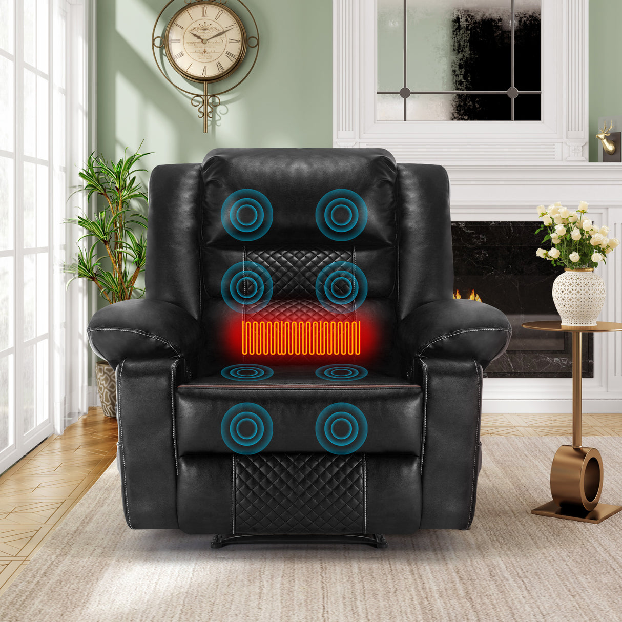 Manual PU Leather Soft Massage Recliner Chair With Heating