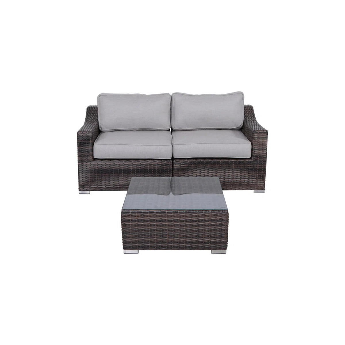 3-Piece Fully Assembled Patio Rattan Conversation Set With Cushions