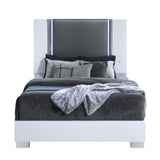 King White Solid Wood Panel Bed Frame With LED Lighting
