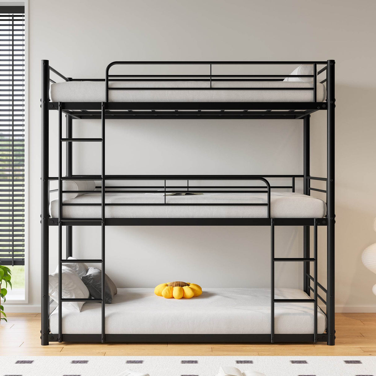 Triple Twin Metal Twin Size Bunk Bed Frame