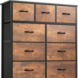 DWVO Chest of Drawer with 9 Drawers for Bedroom Fabric Dresser Storage Drawers with Handles Metal Frame for Living Room, Hallway, Nursery
