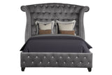 Modern Crystal Tufted Upholstered Wood Queen Bed Frame