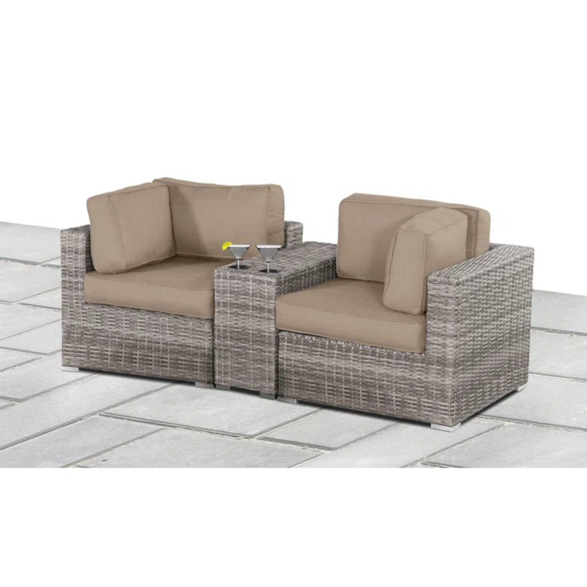 Weather-Resistant HDPE Wicker Outdoor Loveseat With Cushions