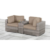 Weather-Resistant HDPE Wicker Outdoor Loveseat With Cushions