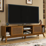 Mid Century Modern Solid Wood Rattan TV Stand - Sleep Galleria
