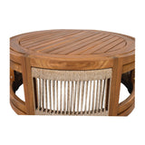 Acacia Wood Outdoor Coffee Table With Woven Rope Accents - Sleep Galleria
