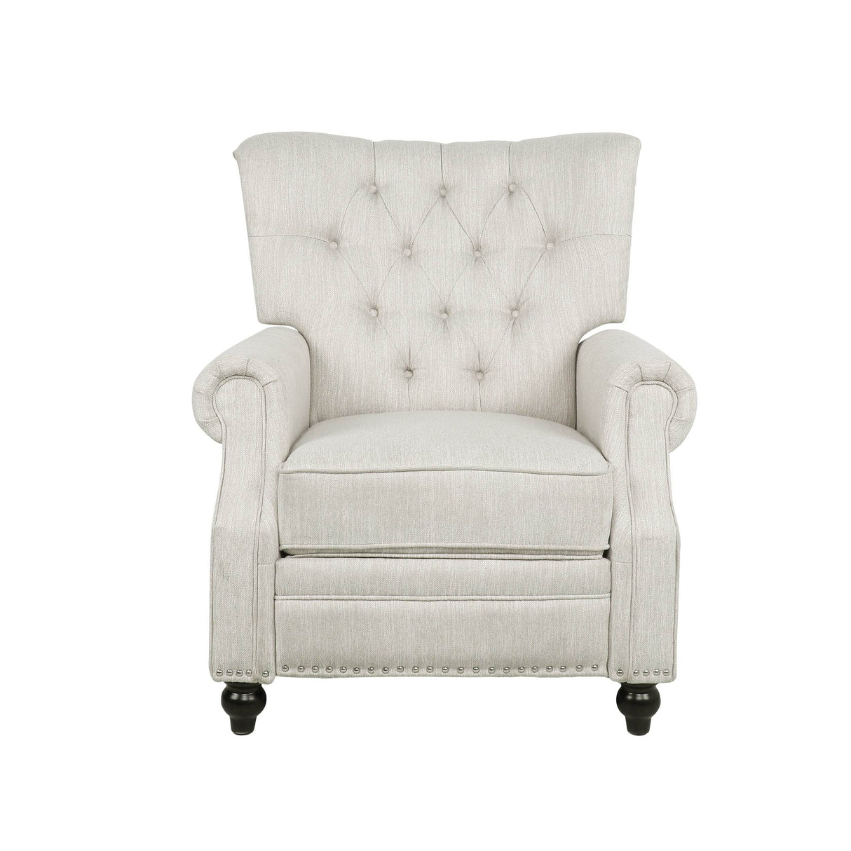 Contemporary Fabric Pushback Recliner With Nailhead Trim