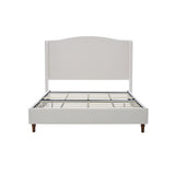 King Minimalist Upholstered Wingback Bed Frame Ivory