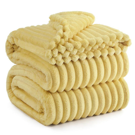 Bedsure Luxury Chunky Corduroy Fleece Sleep Blanket- Ultra Soft, Warm, Cozy Extra Soft Baby Blanket for Sofa, Bed, Nursery Ideal Seasonal Gift Solid Yellow Color,Autumn Lightweight Comforter