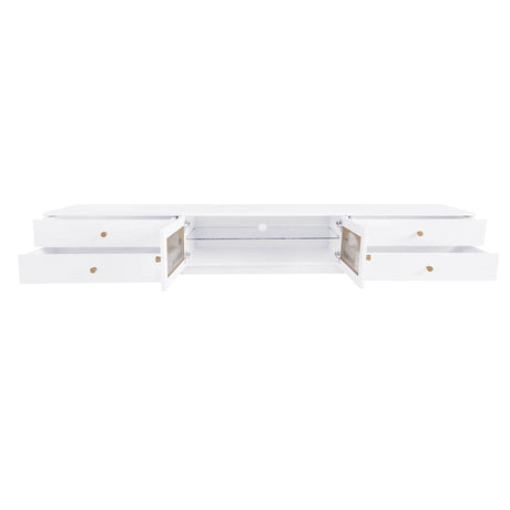 Modern White Particle Board TV Stand With Drawers - Sleep Galleria