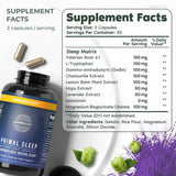Primal Sleep - the Essential Sleep Support Supplement for Deep, Restful Sleep. with Lavender, Valerian Root and Melatonin. 60 Capsules